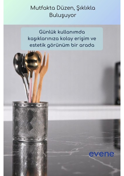 Tezgah Üstü Kaşıklık Dekoratif Dik Kaşıklık Silindir Kaşıklık Altın Eskitme Renk Model 82 fiyatları