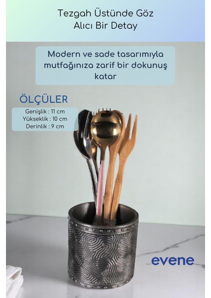 Tezgah Üstü Kaşıklık Dekoratif Dik Kaşıklık Silindir Kaşıklık Altın Eskitme Renk Model 82 modelleri