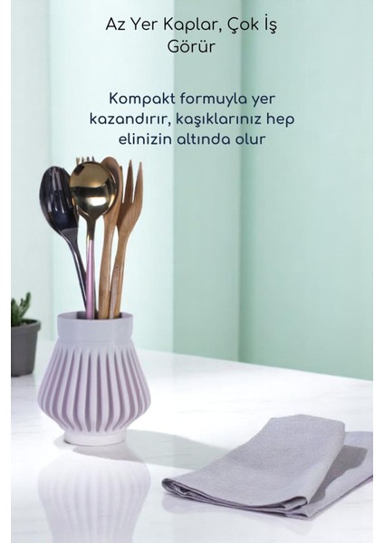 Tezgah Üstü Kaşıklık Dekoratif Dik Kaşıklık Silindir Kaşıklık Altın Eskitme Renk Model 83 fırsatları