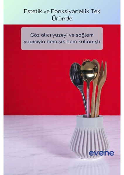 Tezgah Üstü Kaşıklık Dekoratif Dik Kaşıklık Silindir Kaşıklık Altın Eskitme Renk Model 83 indirimleri