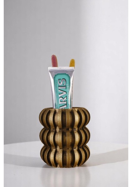 Diş Fırçalığı Diş Fırçalık Diş Fırçası Standı Diş Fırçası Tutucu Altın Eskitme Model 75