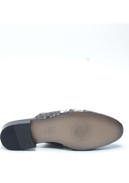 Kahverengi Krem Yılan Desenli Hakiki Deri Erkek Sabo Half Shoes fırsatları