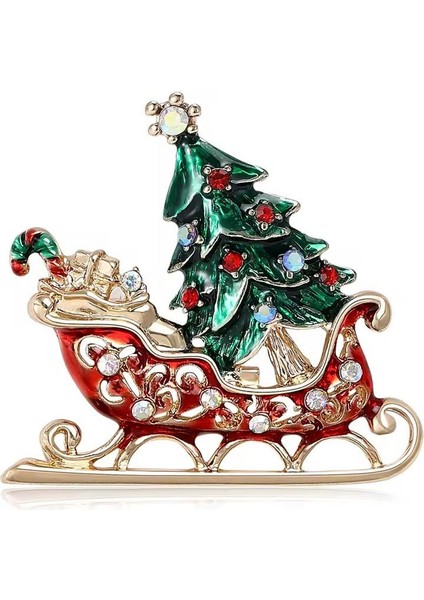 Yılbaşı Ağacı Kırmızı Süslü Broş Yaka Iğnesi fiyatları