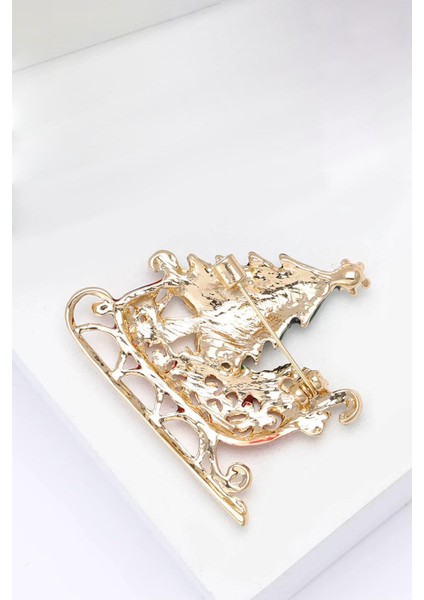 Yılbaşı Ağacı Kırmızı Süslü Broş Yaka Iğnesi modelleri