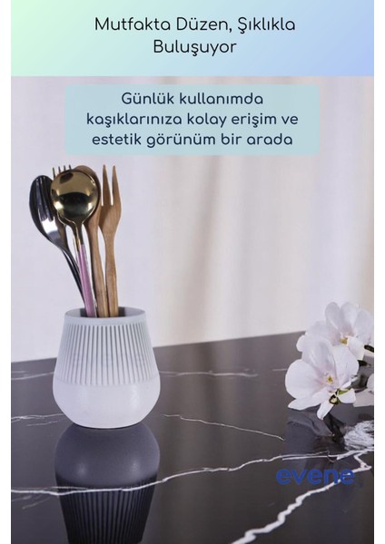 Tezgah Üstü Kaşıklık Dekoratif Dik Kaşıklık Silindir Kaşıklık Altın Renk Model 88 fiyatları