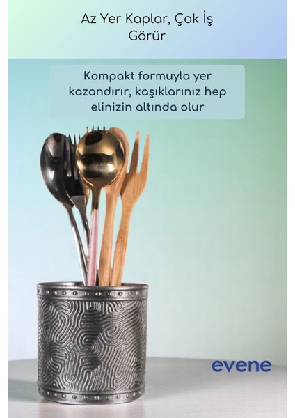 Tezgah Üstü Kaşıklık Dekoratif Dik Kaşıklık Silindir Kaşıklık Altın Eskitme Renk Model 82 fırsatları