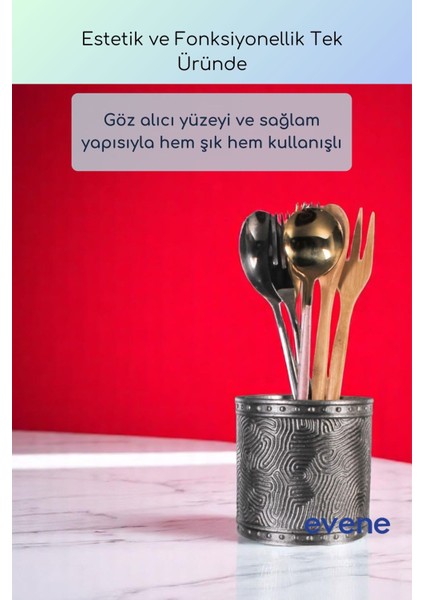 Tezgah Üstü Kaşıklık Dekoratif Dik Kaşıklık Silindir Kaşıklık Altın Eskitme Renk Model 82 indirimleri