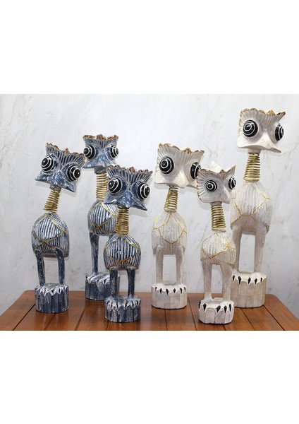 60 Cm'lik Devekuşu Seti 3'lü Ahşap