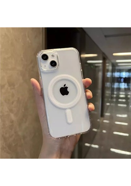 Iphone 13-14 Magsafe Ile Uyumlu Şeffaf Darbeye Dayanıklı Mükemmel Manyetik Silikon Kılıf