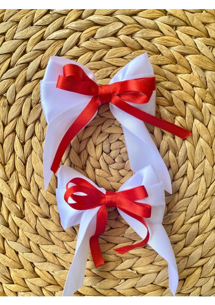 Kurdele Model Kırmızı ve Beyaz Renk Bayramlık Ikili Toka