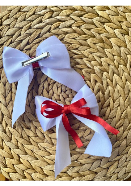 Kurdele Model Kırmızı ve Beyaz Renk Bayramlık Ikili Toka