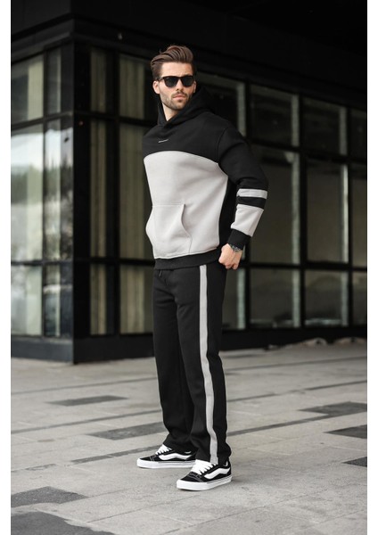 Siyah Alt Üst Kapüşonlu Eşofman Takımı E7340