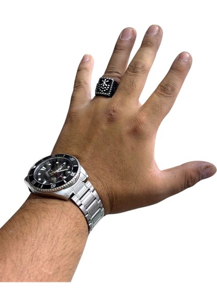 Adige Çerkes Bayraklı Dikdörtgen Erkek Gümüş Yüzük modelleri