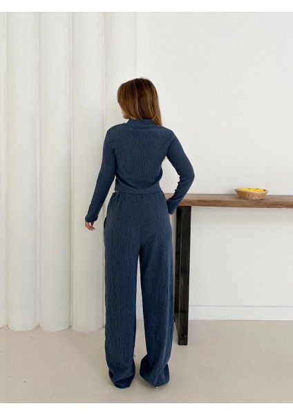 Balıkçı Yaka Örme Takım Lacivert ST265865 fırsatları