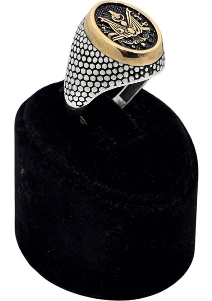 Oval Osmanlı Armalı Kalemli Gümüş Erkek Yüzük