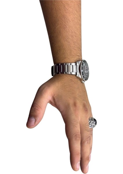 Oval Oniks Taşlı Kalemli Gümüş Erkek Yüzük fırsatları