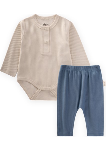 Fitilli Basic Zıbın Takım 0-3 Yaş Açık Bej