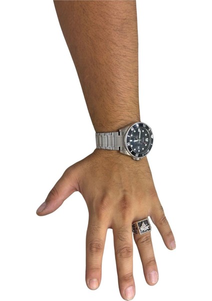 Kare Siyah Taşlı Osmanlı Tuğra Gümüş Erkek Yüzük modelleri