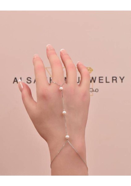 Gümüş Renk Inci Zincir Kadın Şahmeran