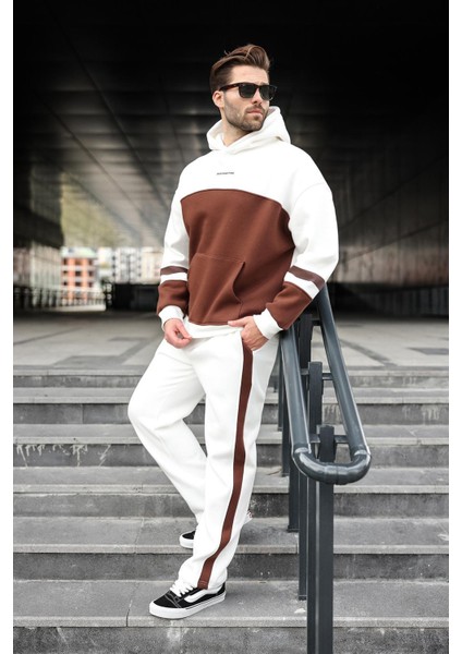 Ekru Alt Üst Kapüşonlu Eşofman Takımı E7340 modelleri