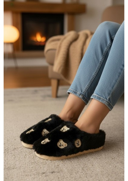 Kadın Günlük Terlik Peluş Içi Yünlü Kürklü Terlik Misafir Çeyiz Bohça Gelin Ev Terliği modelleri