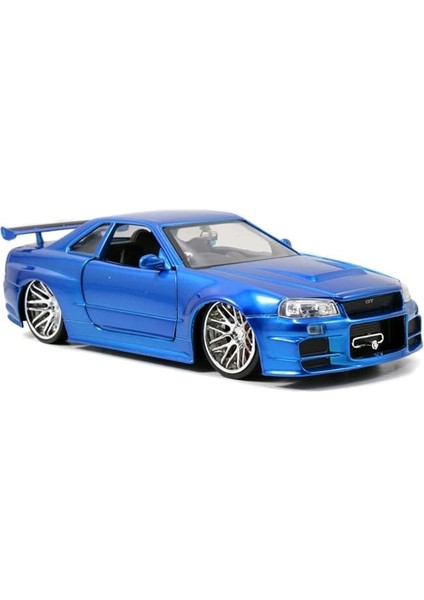 Toys Fast &amp; Furious Fits Nissan Skyline Gt-R (R34) Die-Cast Car, 1:24 Scale Blue