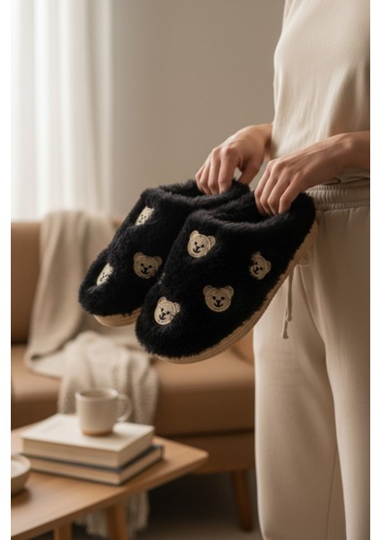 Kadın Günlük Terlik Peluş Içi Yünlü Kürklü Terlik Misafir Çeyiz Bohça Gelin Ev Terliği indirimleri