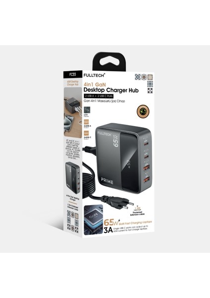65W Gan 4in1 Masaüstü Şarj Istasyonu Iphone, Samsun, Macbook, Tablet Uyumlu Şarj Aleti Istasyon