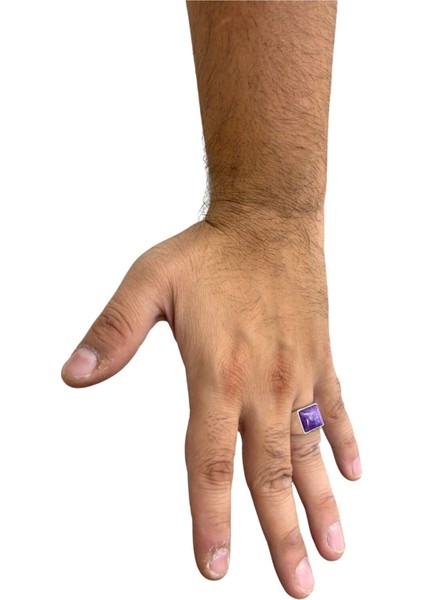 Kare Sugilit Taşlı Gümüş Erkek Yüzük fırsatları
