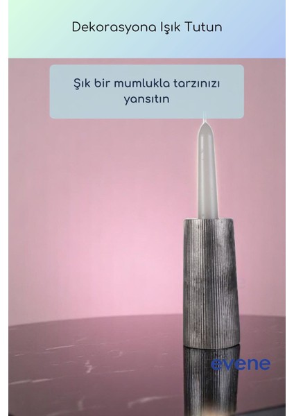 Mumluk Şamdan Ince Mum Uyumlu Altın Eskitme Renk Model 60 indirimleri