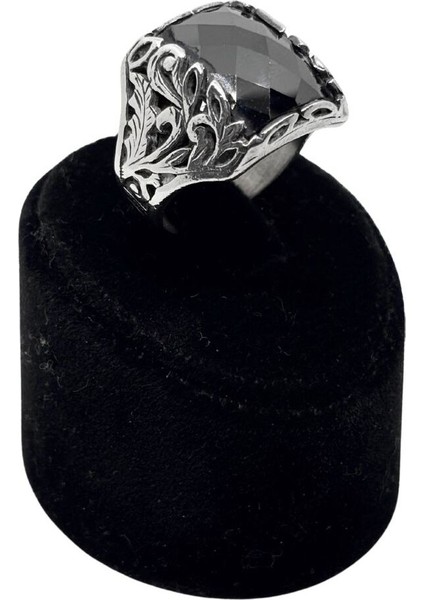 Dikdörtgen Kesme Oniks Taşlı Gümüş Erkek Yüzük