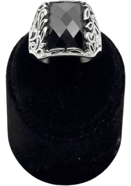 Dikdörtgen Kesme Oniks Taşlı Gümüş Erkek Yüzük fiyatları