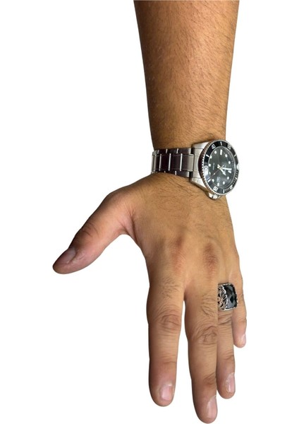 Dikdörtgen Kesme Oniks Taşlı Gümüş Erkek Yüzük fırsatları