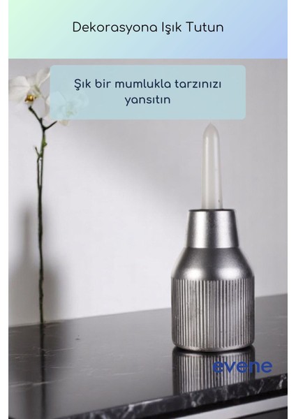 Mumluk Şamdan Ince Mum Uyumlu Gümüş Eskitme Renk Model 61 indirimleri