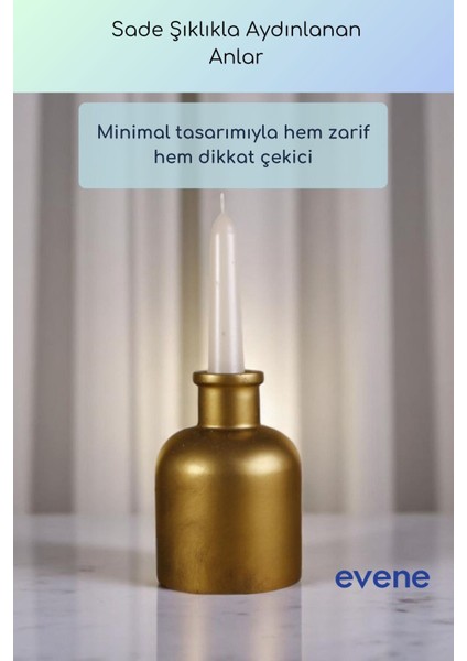 Mumluk Şamdan Ince Mum Uyumlu Altın Renk Model 58 fiyatları