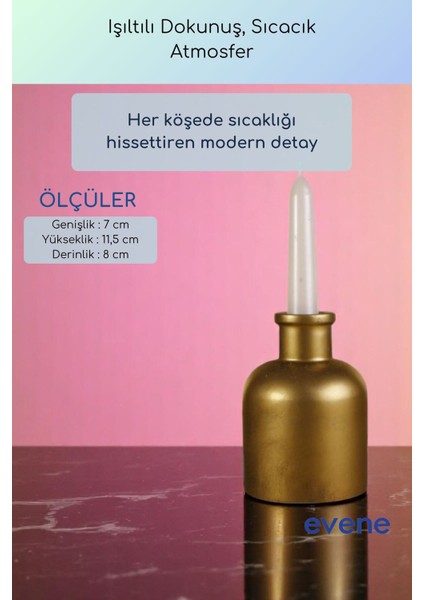 Mumluk Şamdan Ince Mum Uyumlu Altın Renk Model 58 modelleri