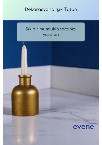 Mumluk Şamdan Ince Mum Uyumlu Altın Renk Model 58 indirimleri