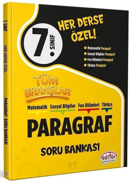 Editör 2026 7. Sınıf Tüm Branşlar Paragraf Soru Bankası