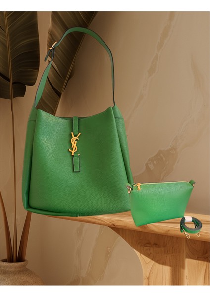 Yves saint Laurent Yeşil Büyük Boy 2'li Çanta,Büyük boy ve Yavru Çanta