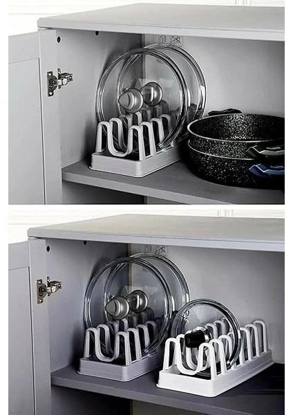 Adet 6 Bölmeli Tencere Kapağı Organizeri - Dolap Içi Düzenleyici Kapak Düzenleyicisi Beyaz fiyatları