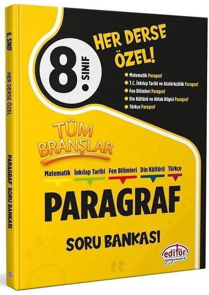 Editör 2026 8. Sınıf Tüm Branşlar Paragraf Soru Bankası