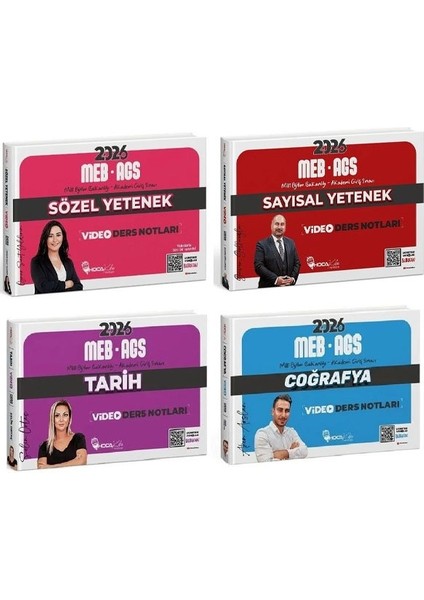 Hoca Kafası 2026 Meb-Ags Sözel + Sayısal Yetenek + Tarih + Coğrafya Video Ders Notları 4 Lü Set