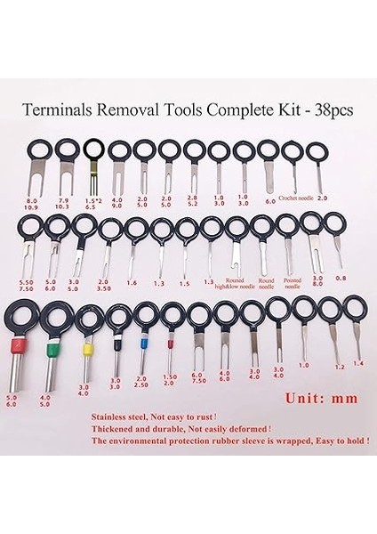38 Adet Terminal Sökme Aleti, Düz ve Yuvarlak Kontak Kontakları Için Kilit Açma Aleti, Araç Montajı Için Terminal Sökme Aletleri, Çıkarıcı Çektirme Aleti fiyatları