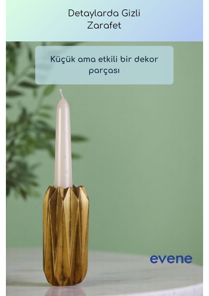 Mumluk Şamdan Ince Mum Uyumlu Altın Eskitme Renk Model 59 fırsatları