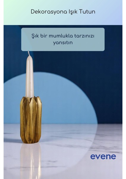 Mumluk Şamdan Ince Mum Uyumlu Altın Eskitme Renk Model 59 indirimleri
