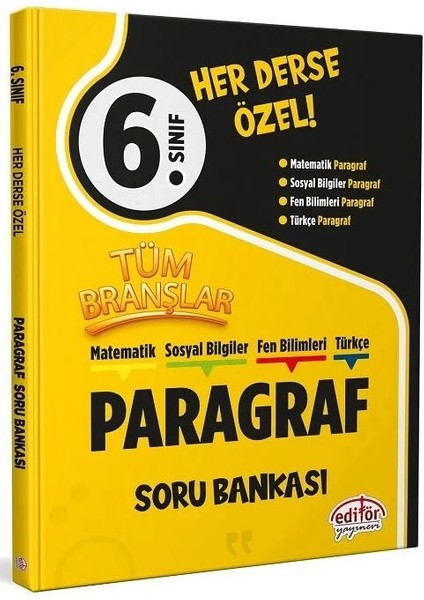 Editör 2026 6. Sınıf Tüm Branşlar Paragraf Soru Bankası