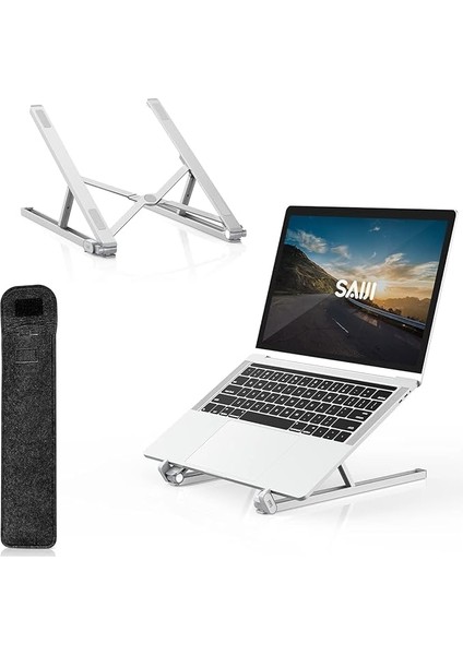 Saiji X2 Taşıma Çantalı Alüminyum Notebook Laptop Standı Gümüş