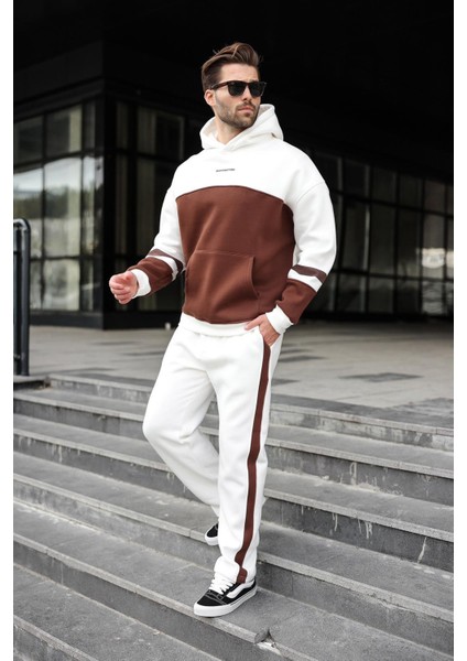 Ekru Alt Üst Kapüşonlu Eşofman Takımı E7340