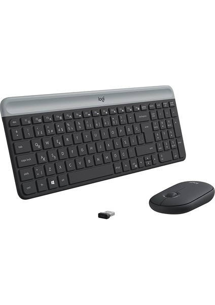 MK470 Slim Combo Kablosuz Klavye Mouse Seti, 12 Fn Kısayolu ile Kompakt Klavye, Sağ ve Sol Elle Kullanılabilir, 10 M Kullanım Mesafesi, Sessiz, Türkçe Q Klavye, Siyah