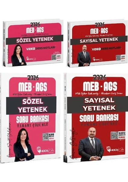 Hoca Kafası 2026 Meb-Ags Sözel + Sayısal Yetenek Video Ders Notları + Soru Bankası 4 Lü Set